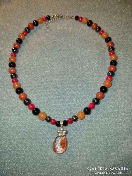 Multi chakra necklace with phantom stone and many precious stones - new!