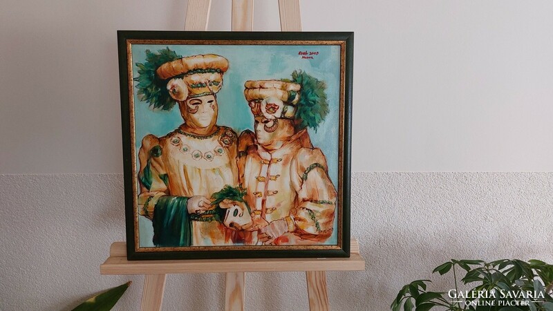 (K) a great painting with a Venetian atmosphere with a 44x44 cm frame