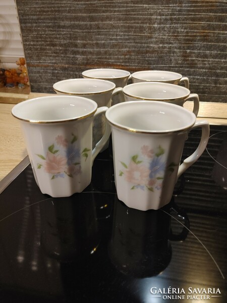Fine quality foreign 6 mugs with floral patterns