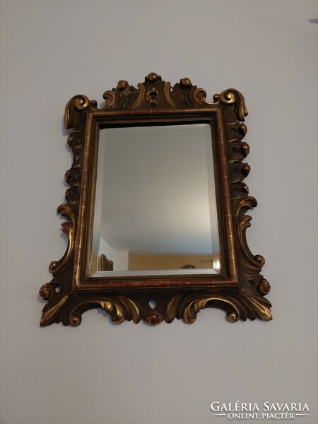 Lime wood frame carved mirror with faceted mirror