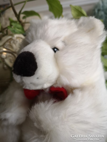 Russ serrie & co. White sitting polar bear in a red bow tie 22 cm