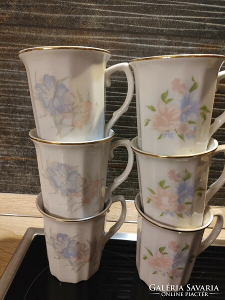 Fine quality foreign 6 mugs with floral patterns