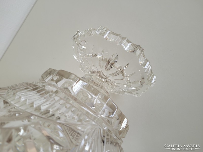 Régi vintage nagy hatalmas ólomkristály talpas tál üveg kristály dísztál asztalközép üvegkehely