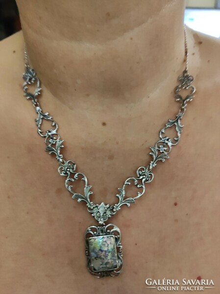 Israeli silver necklace with Roman glass