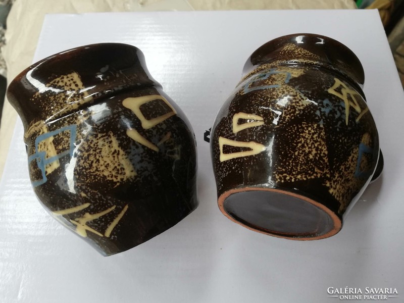 Pair of potty glazed ceramic mugs