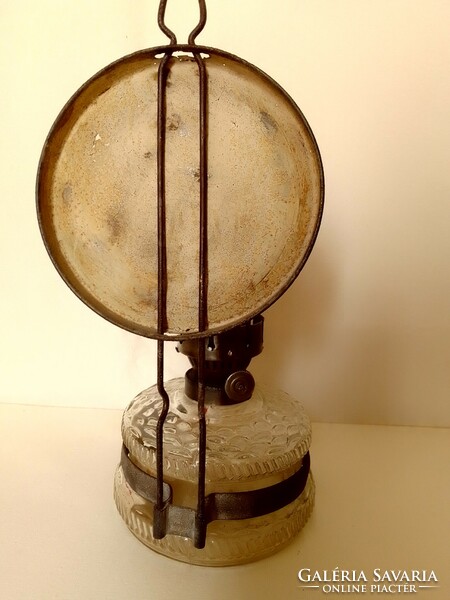 Antik régi fali asztali petróleum lámpa üveg test fényvetős Salgótarjáni Üveggyár