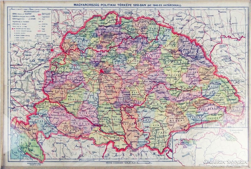 0W500 political map of Hungary in 1918