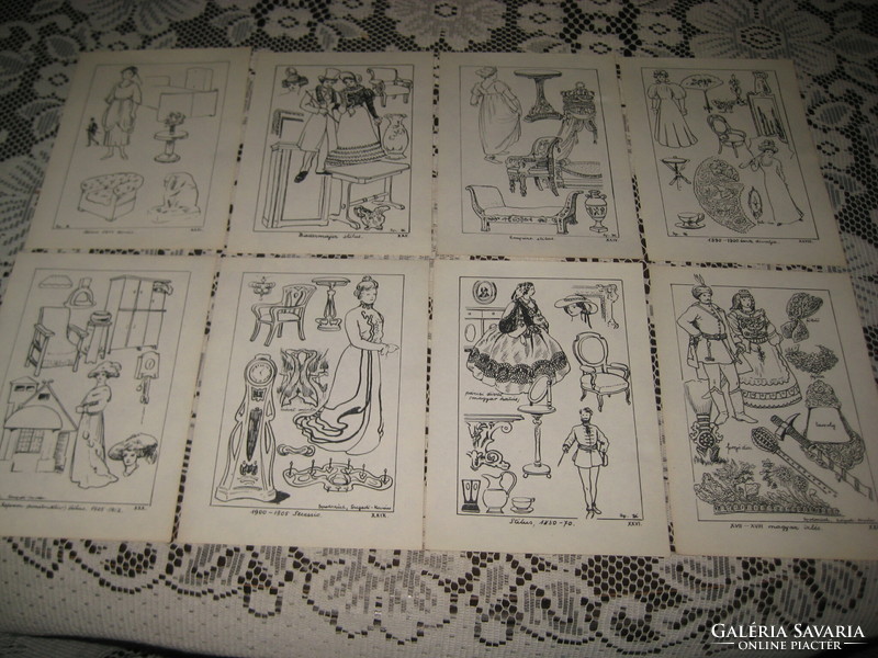 Styles, illustrative pages, can be colored, 17 pieces from the 1940s