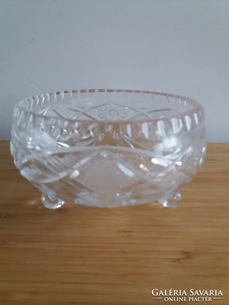 Crystal, round, 3-legged bowl with a star motif, 12 cm