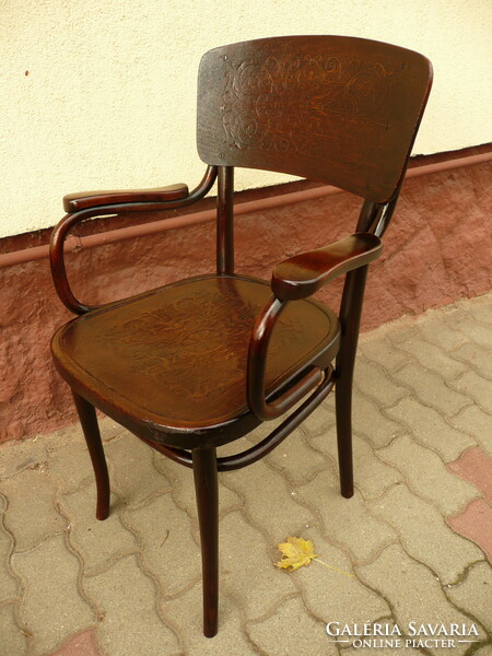 Eredeti bécsi, két helyen jelzett, antik karfás No: 157 Thonet íróasztal szék, maximálisan stabil
