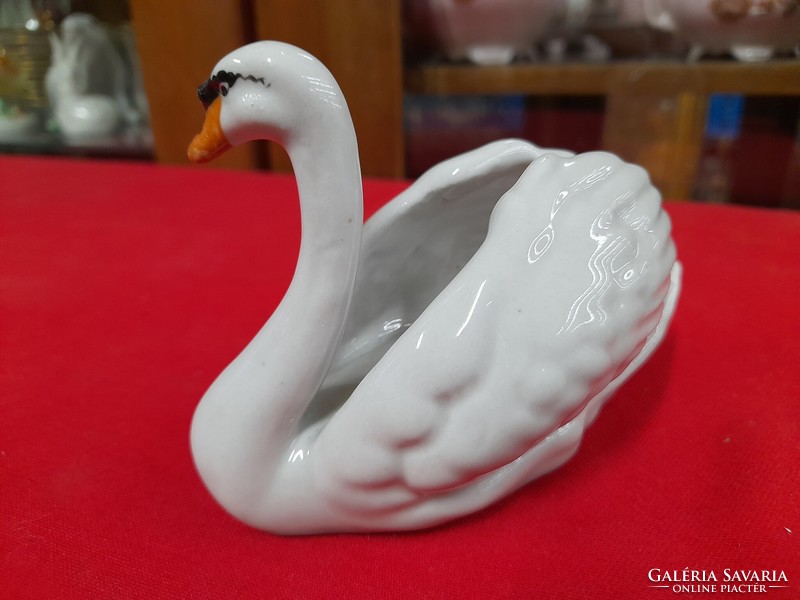 Old drasche hand-painted porcelain swan figure.