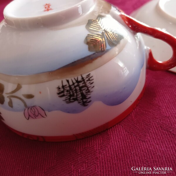 Japán tojáshéj porcelán teáscsésze, tányérral