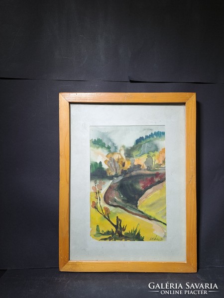 Tájkép akvarell - Deák B. jelzéssel (teljes méret: 44x34 cm)