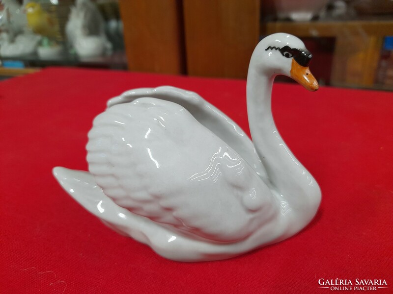 Old drasche hand-painted porcelain swan figure.