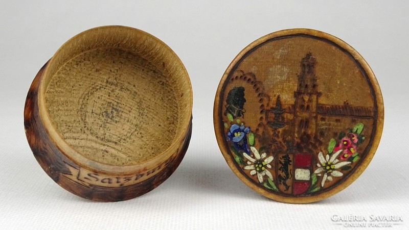 1L499 old painted small Salzburg wooden jar