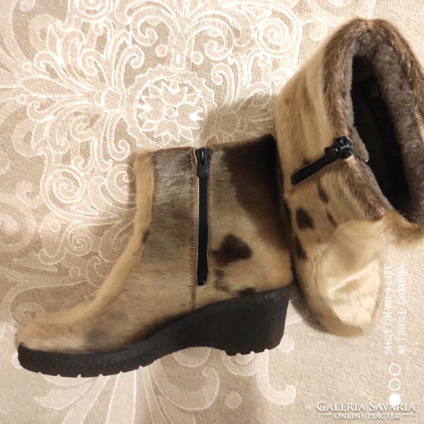 Luna eskimod vintage genuine leather and fur ankle boots 39-40