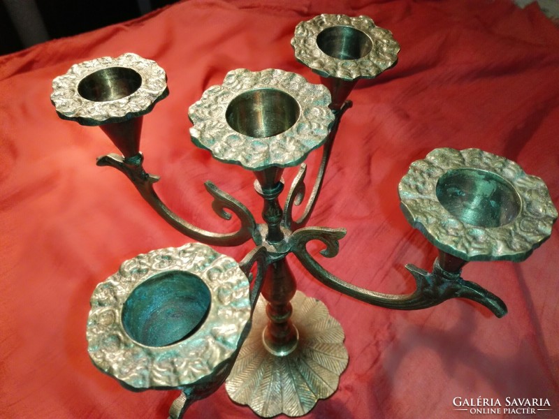 Antique, brass, detachable candle holder..1-3 Or 5 branches.....More than half a kg.