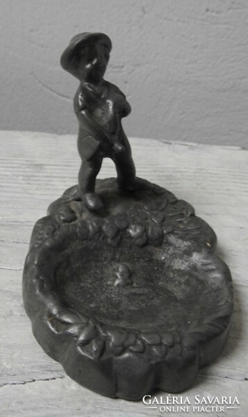 Figural pewter ashtray - peeing child