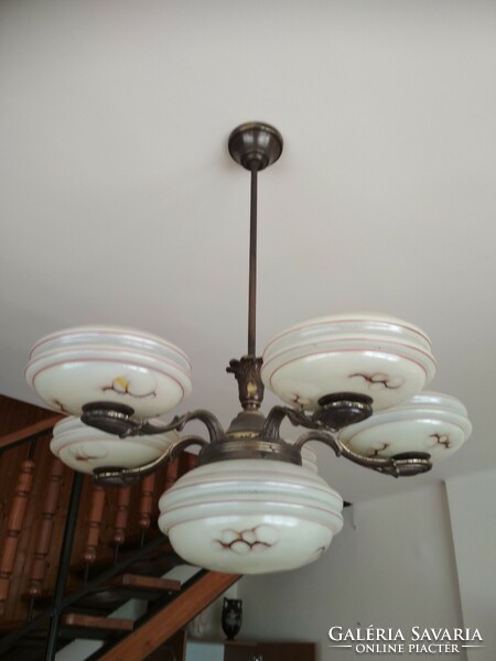 Antique bronze 5+1 branch chandelier for sale