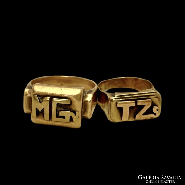 Art deco 14k arany pecsétgyűrű pár, igazi különlegesség