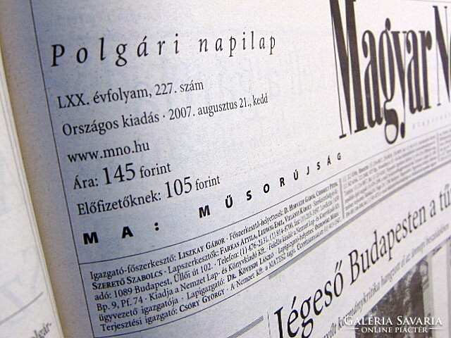 2007 augusztus 21  /  Magyar Nemzet  /  Születésnapra!? EREDETI ÚJSÁG! Ssz.:  22439