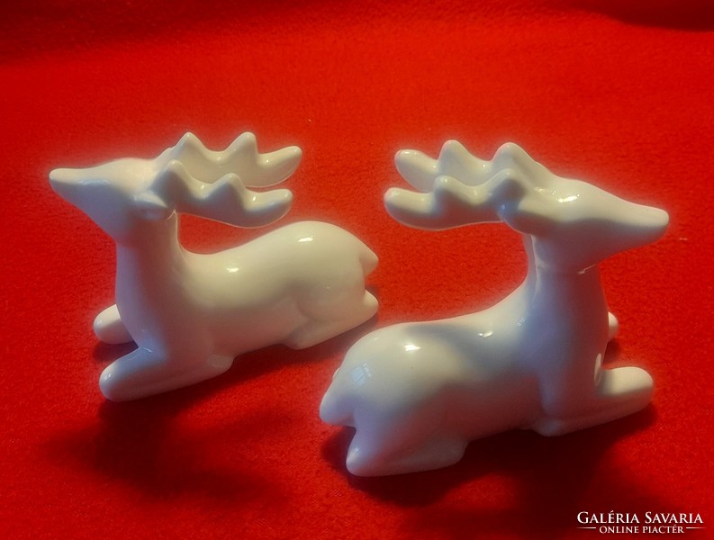 Porcelain Christmas ornament deer couple