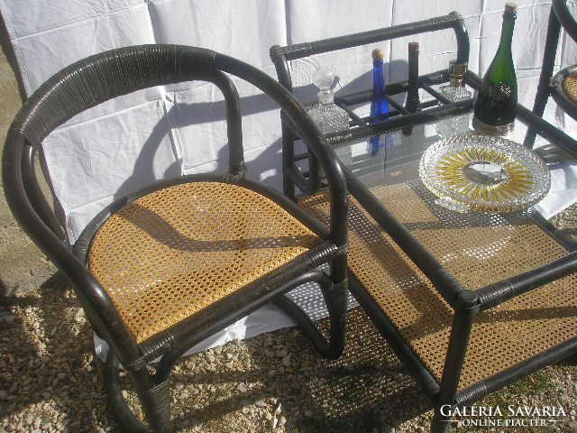 You are in the U12 garden. Terrace with thonet style rolling leg serving table, + 2 armchairs rarity otto wagner?