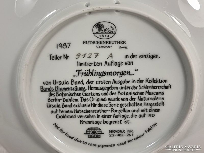 Gyönyörű Hutschenreuther 1987 „Frühlingsmorgen NÉMETORSZÁG Porcelántányér Limited