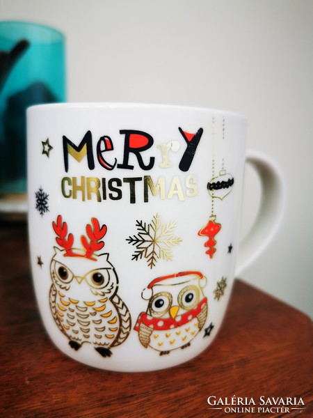Owl merry christmas mug