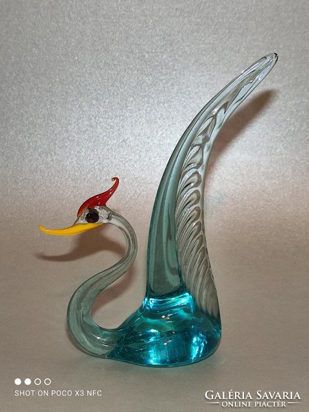 MOST ÉRDEMES VINNI ÁR!!! Nagyobbacska üveg madár  állat figura kék madár 12 cm