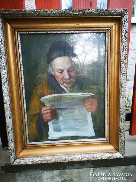 Andor Horváth character painting! In a wooden frame, what's the news? Portrait of a reader. His masters (károly lotz, etc.)