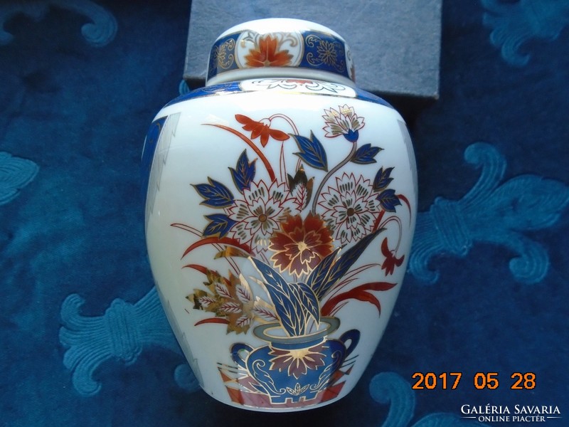 IMARI fedeles kézzel festett aranykontúrozott váza