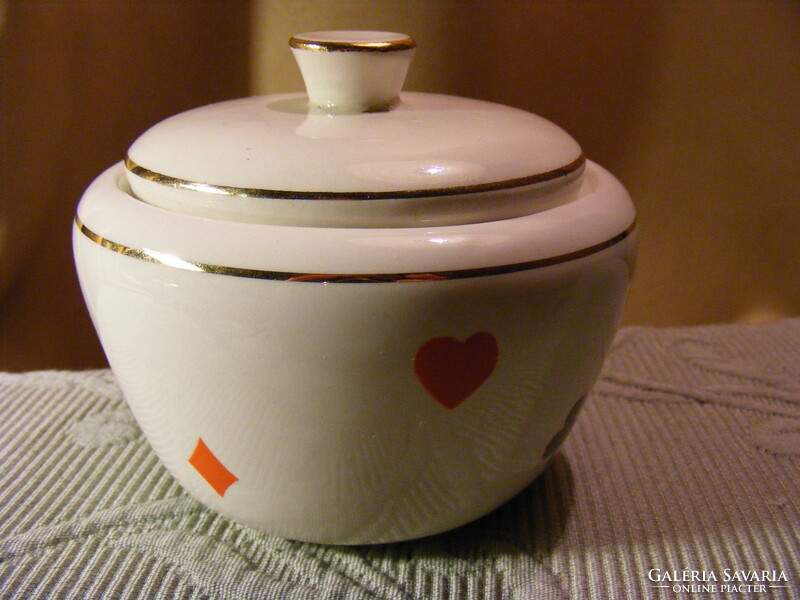 French card pattern granite sugar bowl