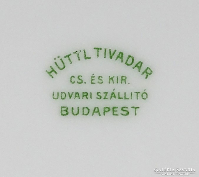 1L490 Régi nagyméretű Hüttl Tivadar porcelán tányér pár 25.5 cm
