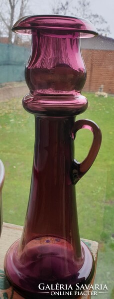 Rare purple broken glass candle holder or vase