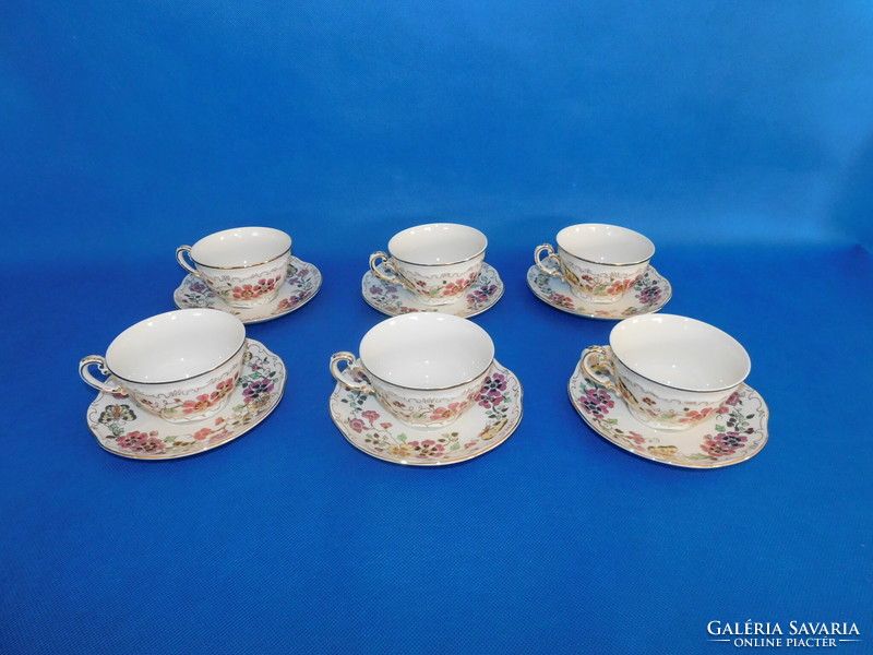 Zsolnay butterfly 6-piece tea cup set