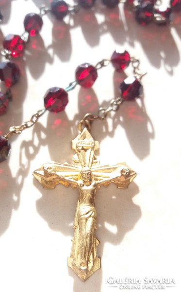 Old prayer chain burgundy rosary 52 cm