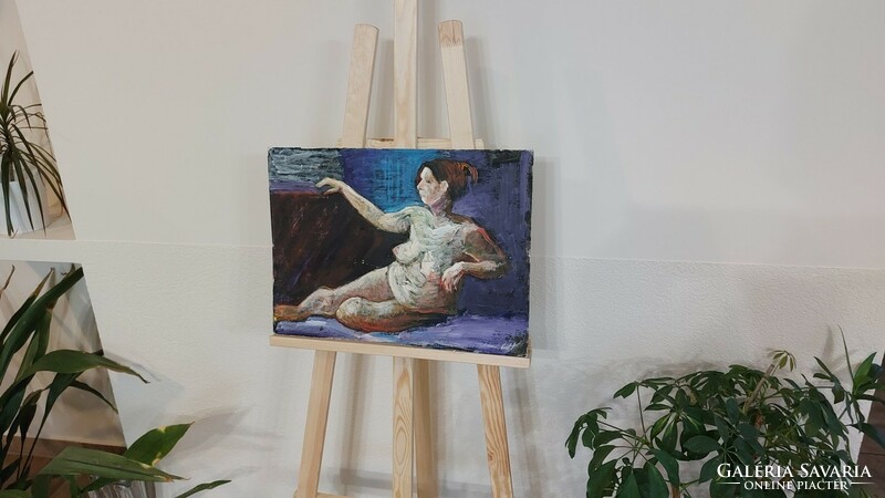 (K) nude painting on cardboard 50x36 cm