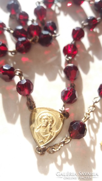 Old prayer chain burgundy rosary 52 cm