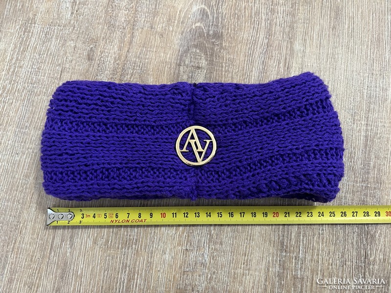 Winter knitted headband purple earmuffs
