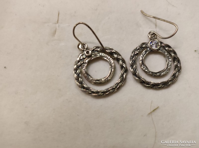 Israeli silver earrings with a white zircon stone