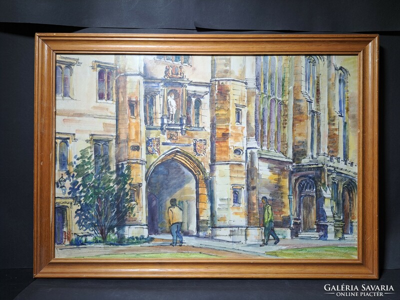 Trinity college, Cambridge - painting of the dormitory of the famous English university - England, British