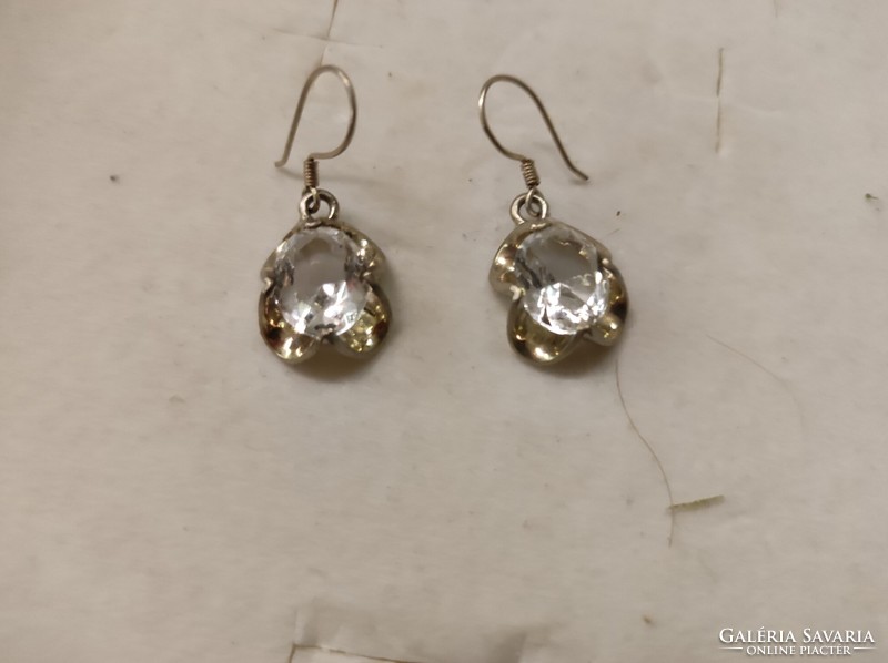 Silver earrings with white zircon stone (silpada)