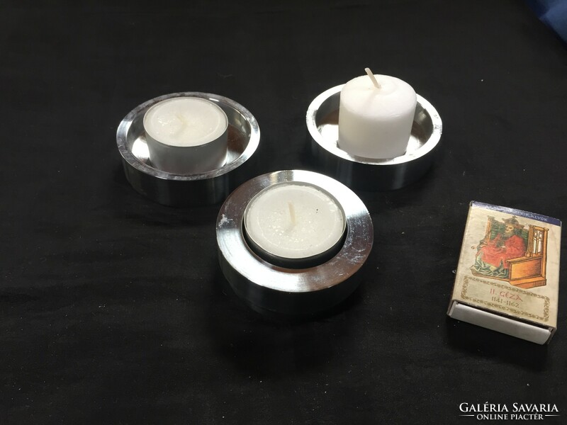 3 Scandinavian metal candle holders, marked design, variable, 3 in 1