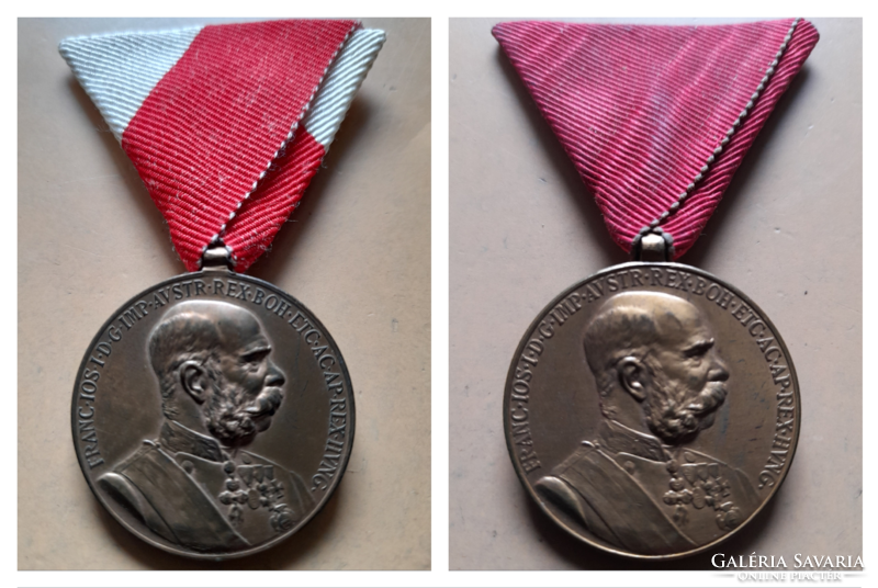 2 József Ferenc jubilee commemorative medals, awards. Military and civilian original tape. Post office ok