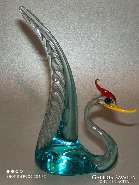 MOST ÉRDEMES VINNI ÁR!!! Nagyobbacska üveg madár  állat figura kék madár 12 cm