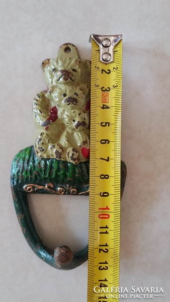 Macis fogas öntöttvas vas mackós vintage fali akasztó 13 cm