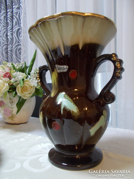 A huge, beautiful, serially numbered majolica bowl with a large pitcher, beautifully marked, flawless