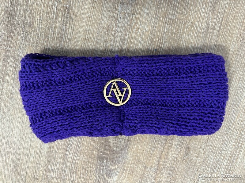Winter knitted headband purple earmuffs