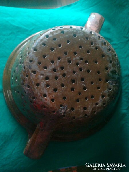 Antique ceramic pasta strainer